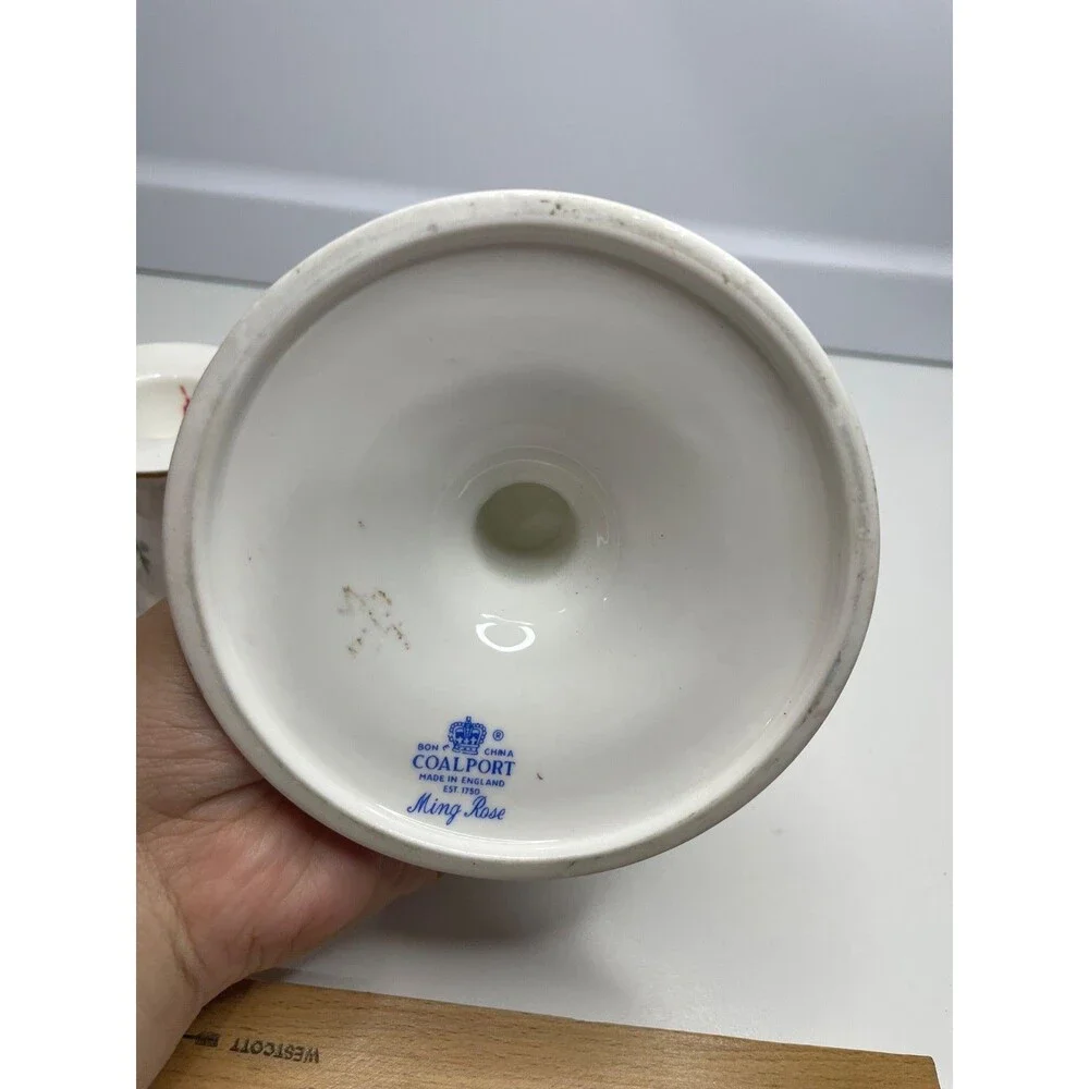 A pair Coalport Ming Rose Candlestick holder  3